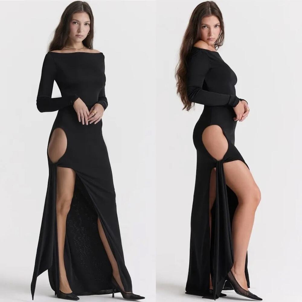 House of CB Marella Black Cutout Maxi Dress XL